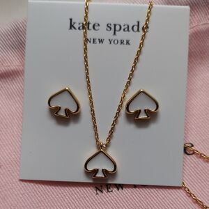 Kate Spade New York Everyday Spade Enamel Studs And Necklace Set